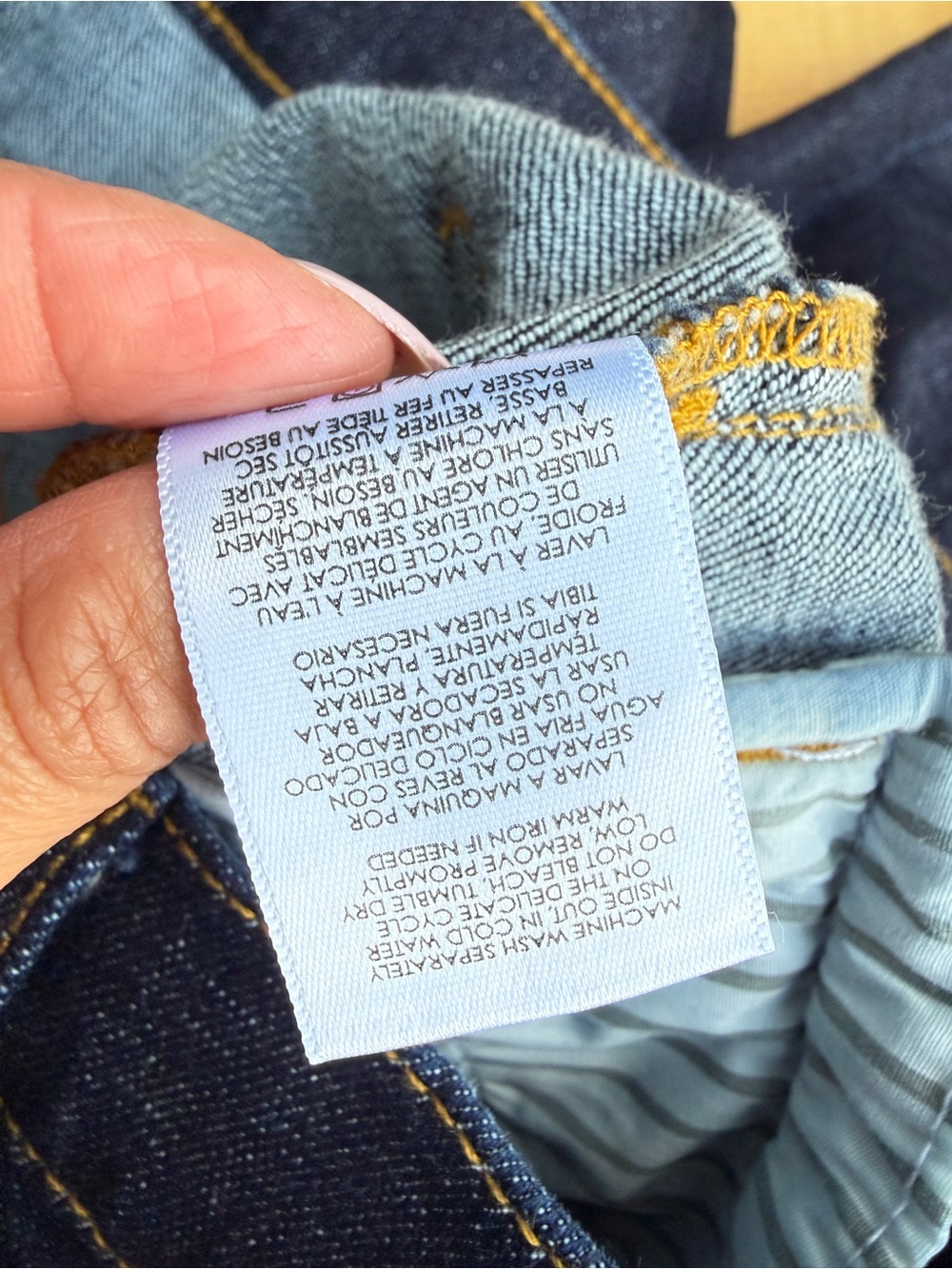 CAbi Navy Wide-Leg Jeans with Yellow Topstitching - Picture 6 of 8